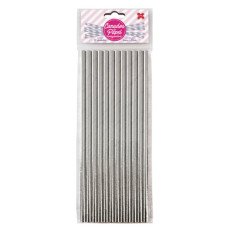 Canudo de Papel Prata Metal 6mmx20cm 4365 com 12 Unidades Make+